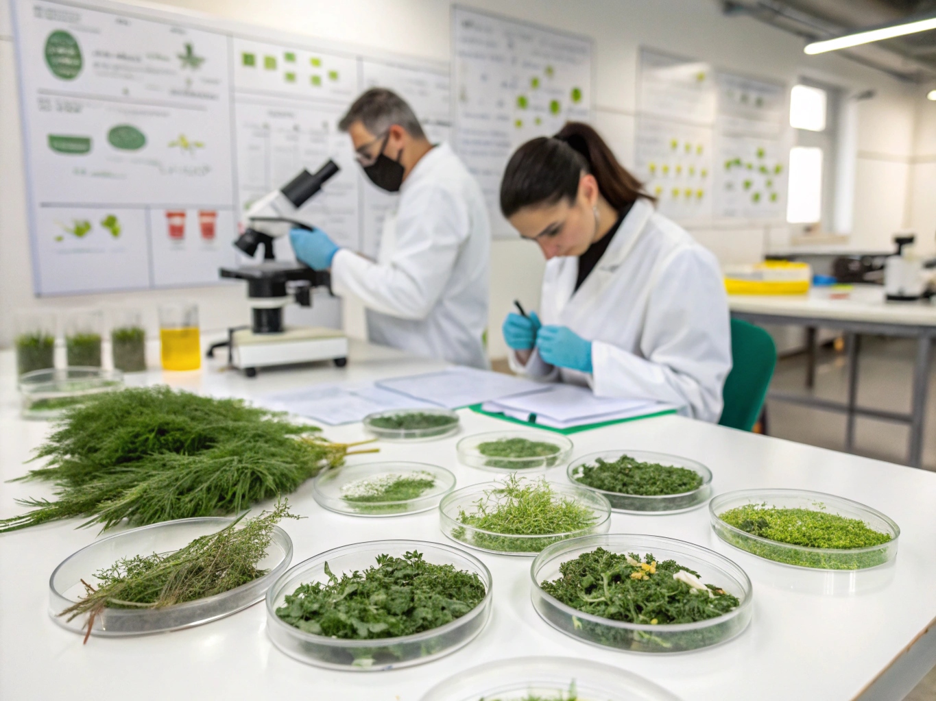 Videnskabelig forskning af urter i Lunetherions laboratorium